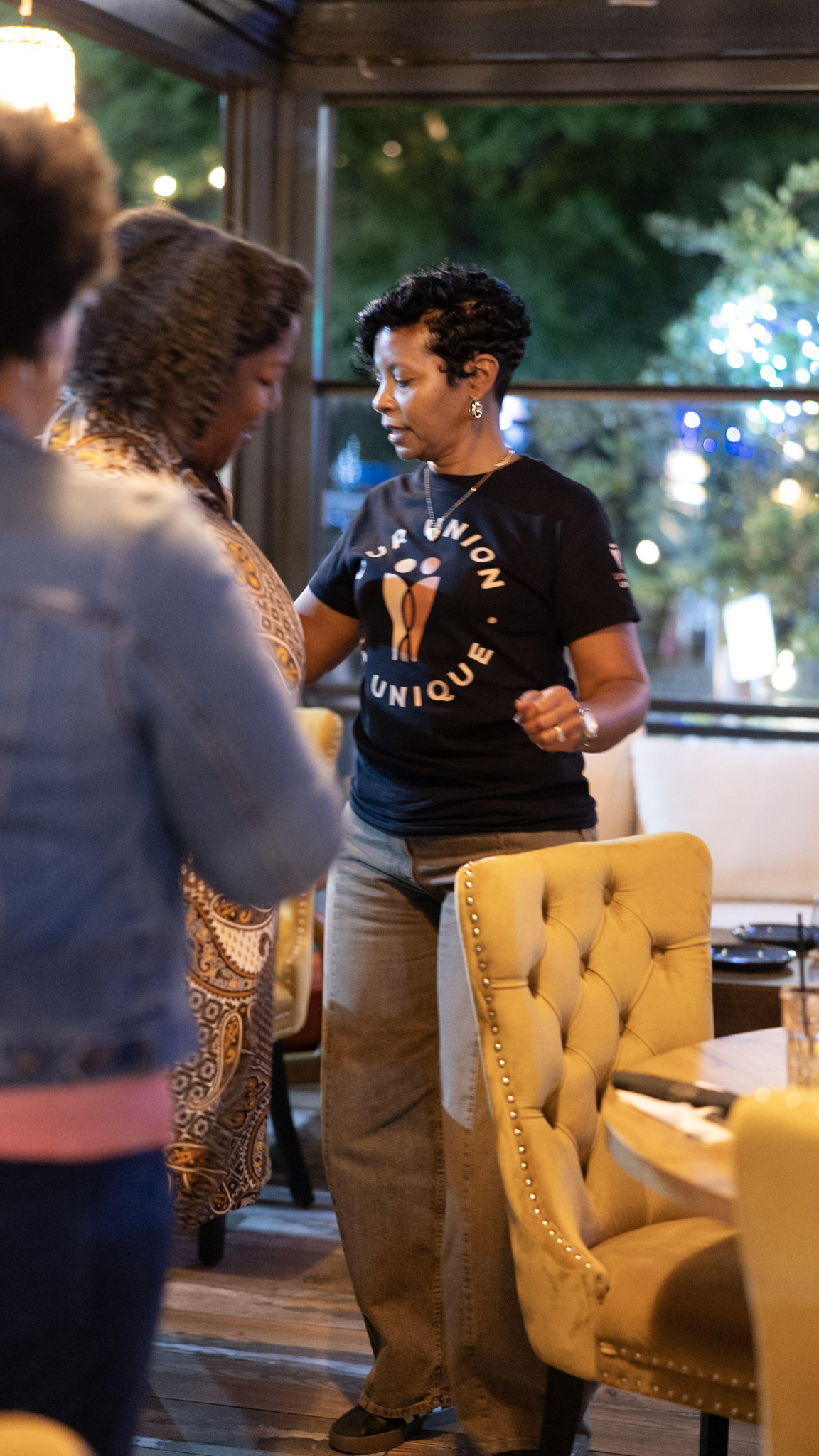 Precious engaging with people in the room